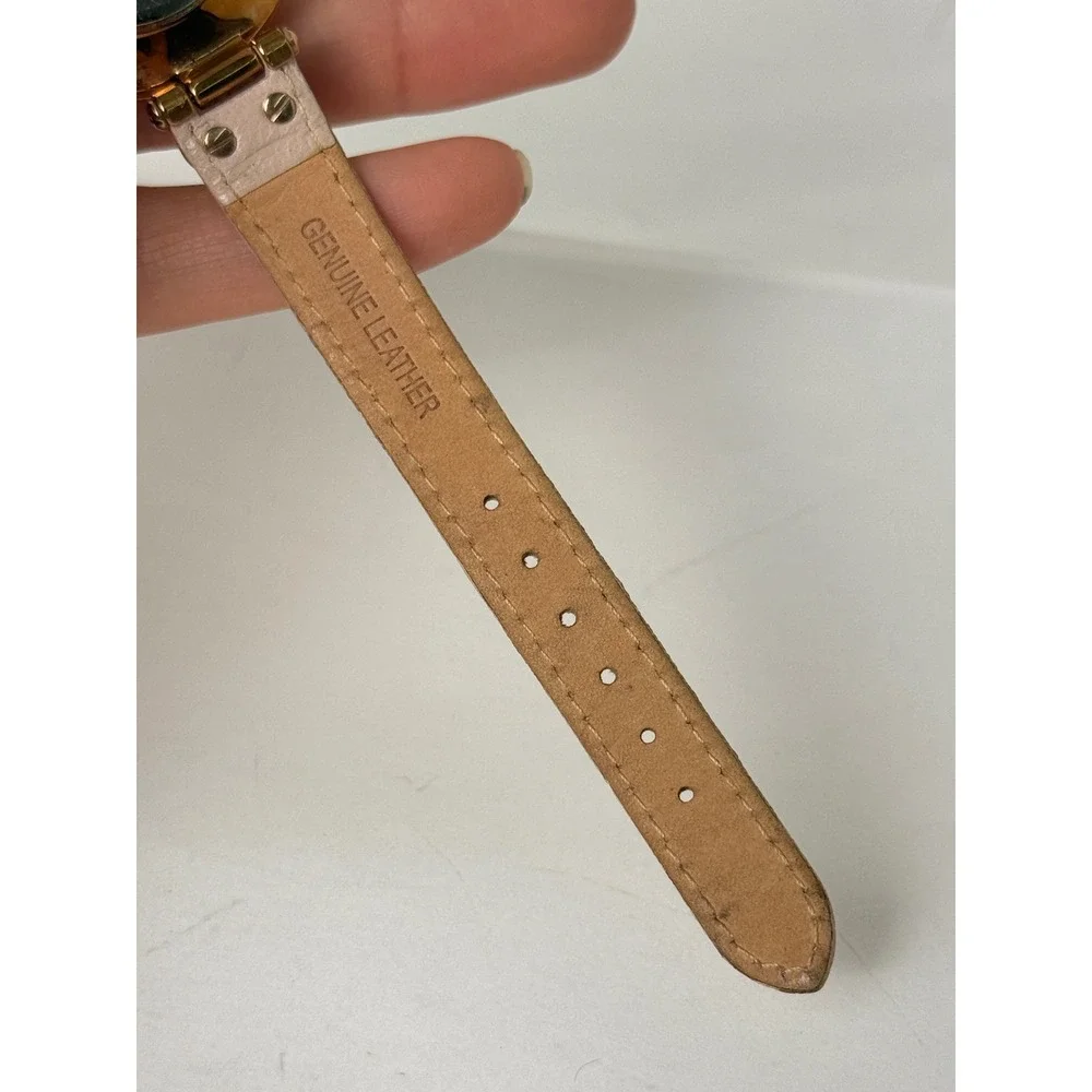 Disney Parks Minnie Mouse Rose Gold Tone Leather Watch Mother of Pearl Dial